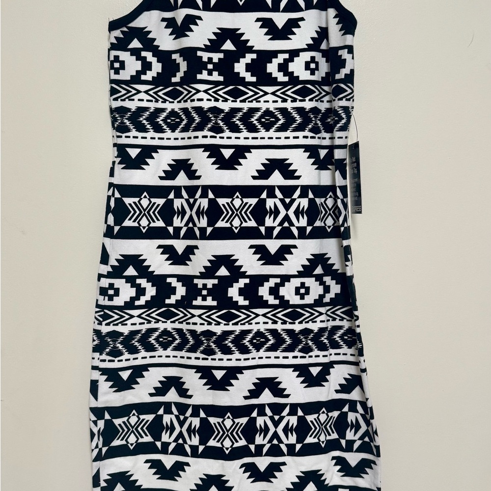 Express Black and White Strapless Dress